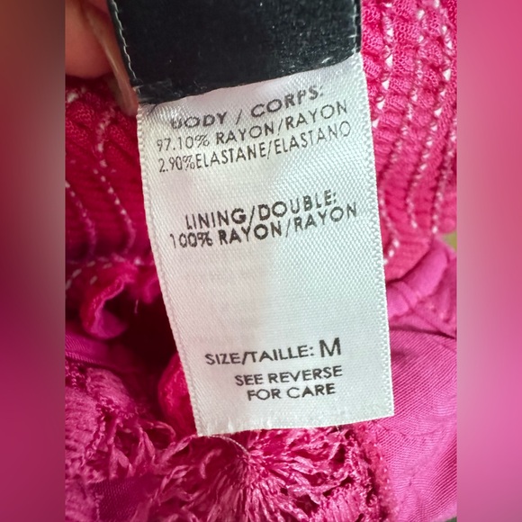 Peixoto 100% Rayon Fuchsia Lace Detail Top short Dress Size Medium. J-29 - Picture 14 of 16